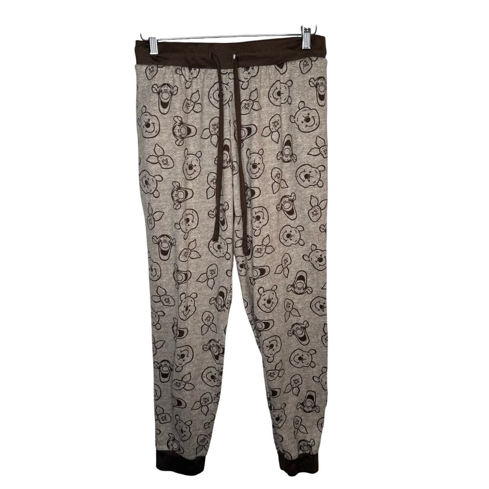 Disney Winnie The Pooh Pajama Jogger‎ Pants Size M Brown Cozy Lounge Sleepwear